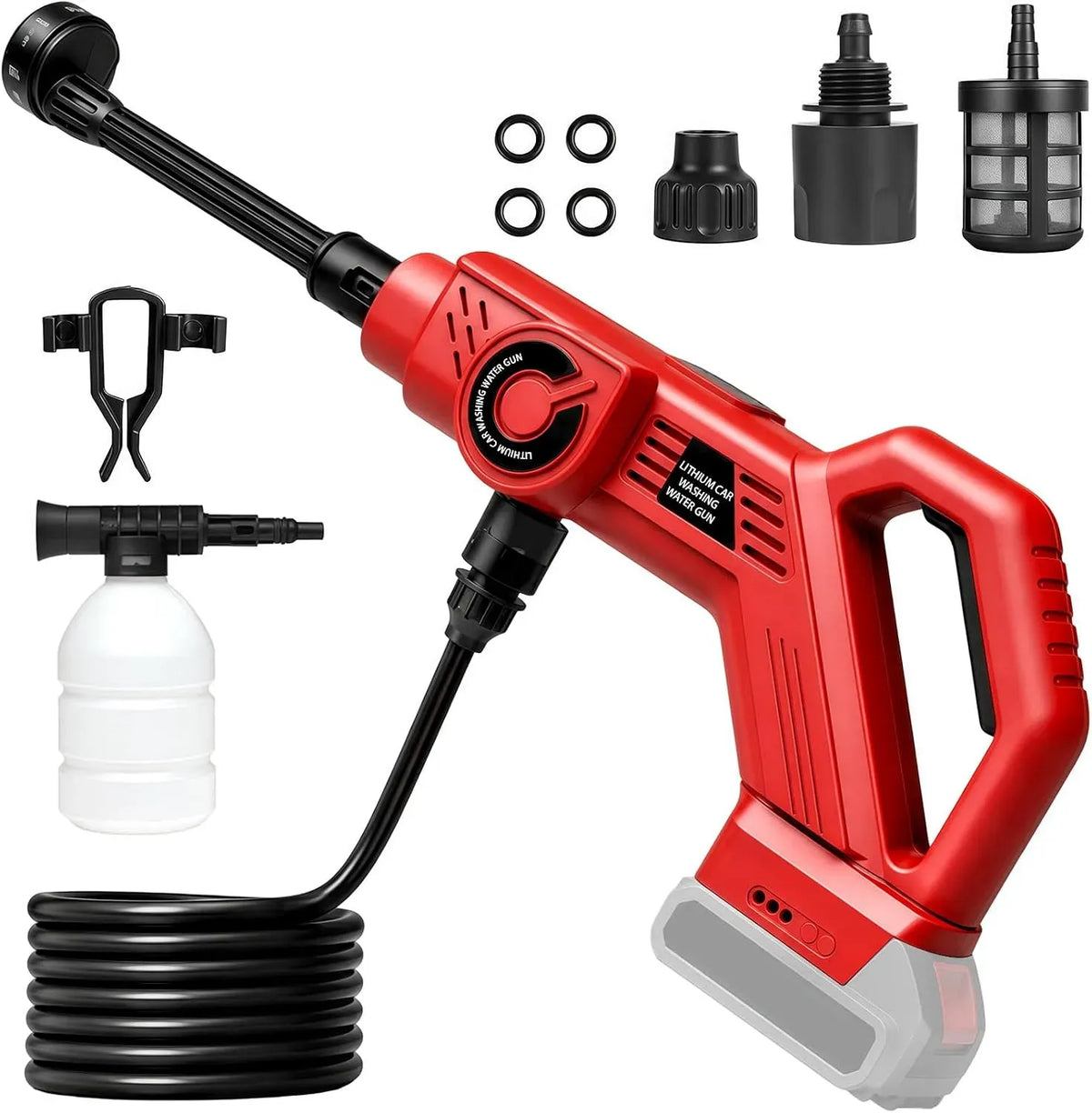 Idropulitrice, 18 V, portatile, 80 bar, compatibile con batteria Milwaukee da 18 V, 1300 psi, tubo da 5 m