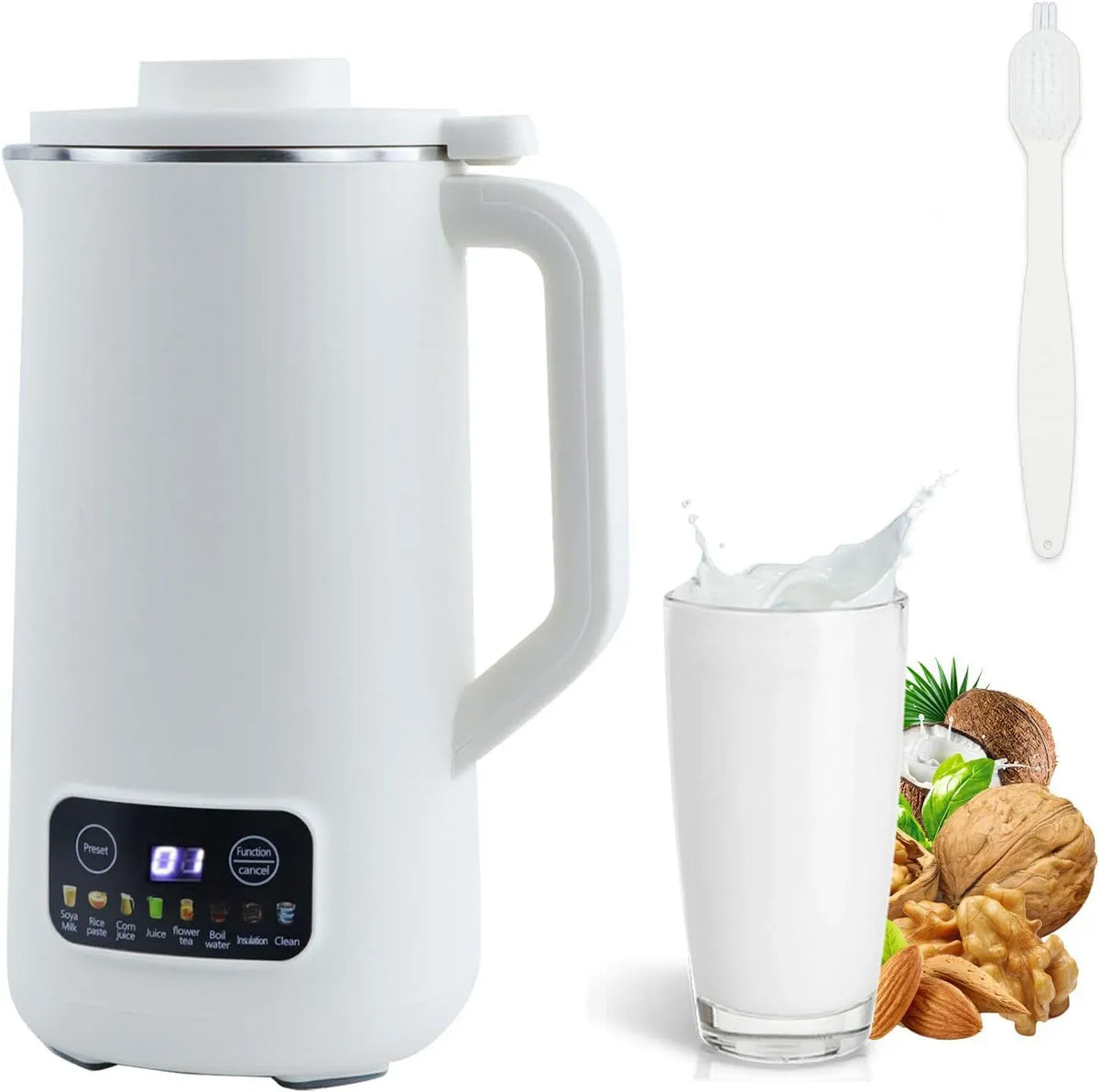 Macchina per Latte, Milk Maker, 600 ml, acciaio inox, bianco, per Latte Vegetale
