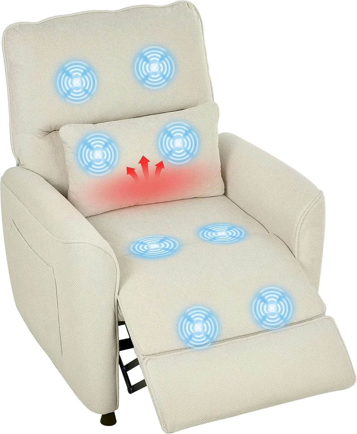 Poltrona relax con massaggio, HOMCOM, USB, Calore Lombare e Massaggio Vibrazione, Telecomando con USB