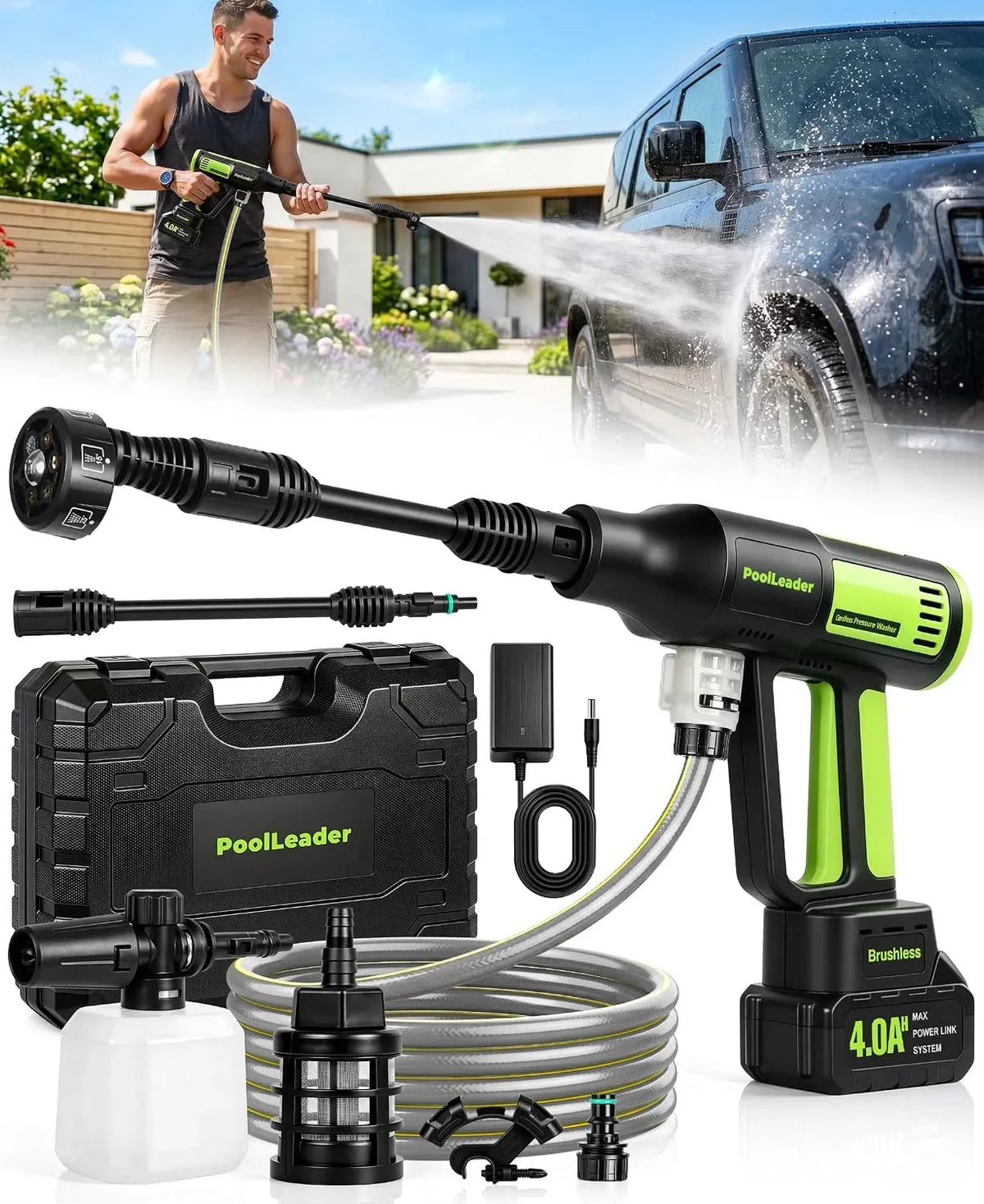 Idropulitrice, portatile, pulitrice ad alta pressione, Senza Spazzole Idropulitrice Senza Fili