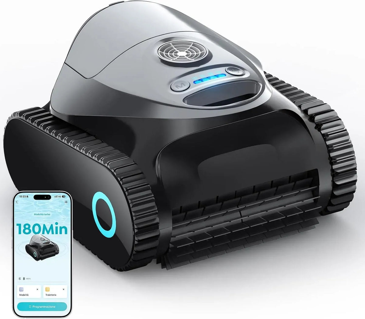 pulitore per piscina, Filtro, Robot, 150 m, senza fili, grigio
