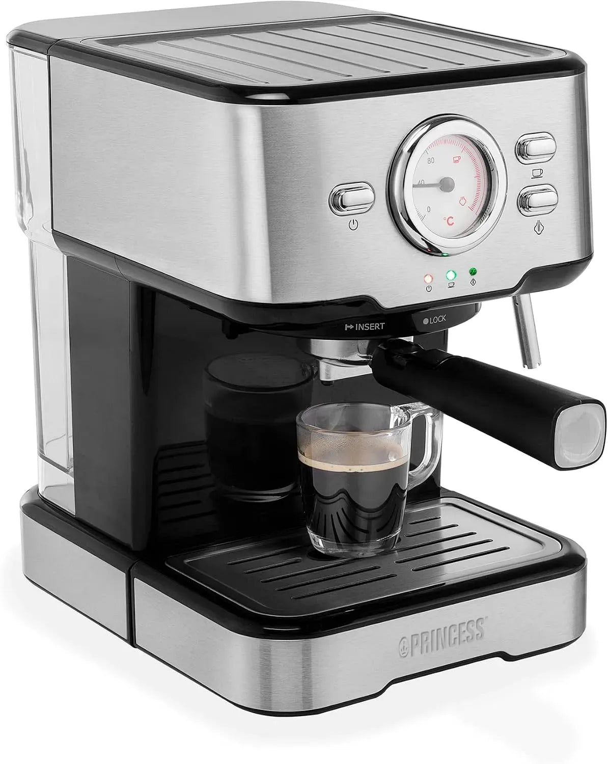 Princess Montalatte, 1.5 L, 1100 W, cappuccinatore, Ideale per caffè e cappuccini, Macchina per Caffè Espresso a Capsule 249412, 3 filtri