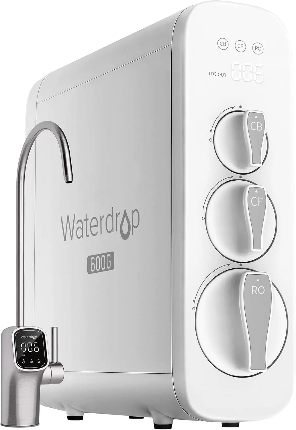 Rubinetto da cucina, Waterdrop RO 600 G3P600, miscelatore e rubinetto lavello, G3P600 Sistema RO 600 GPD con Rubinetto LED Smart