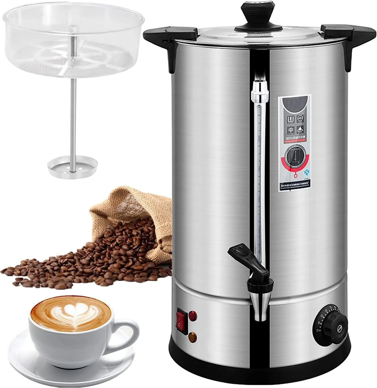 Macchina per caff, Dispenser, macchina da caffè elettrica, professionale, acciaio inox, per caffè a infusione Rapida di Grandi Dimensioni