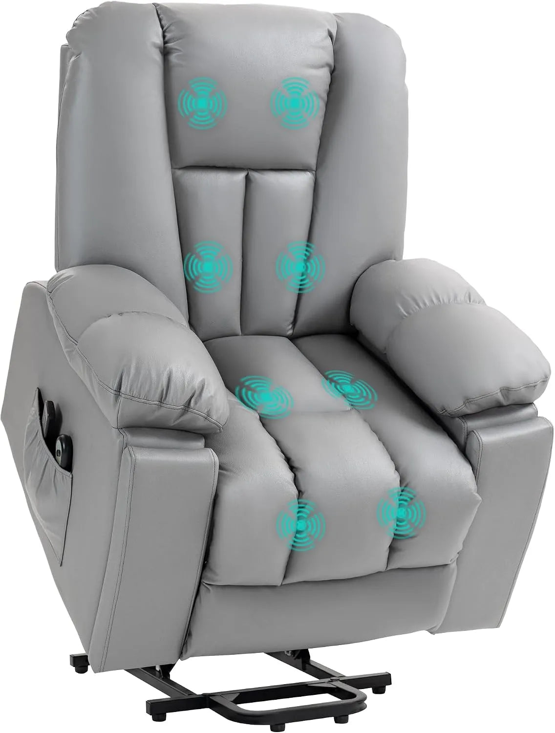 Poltrona, 94x96x106 cm, grigio, HOMCOM, Poltrona Alzapersona Elettrica Reclinabile 94x96x106 cm Grigio
