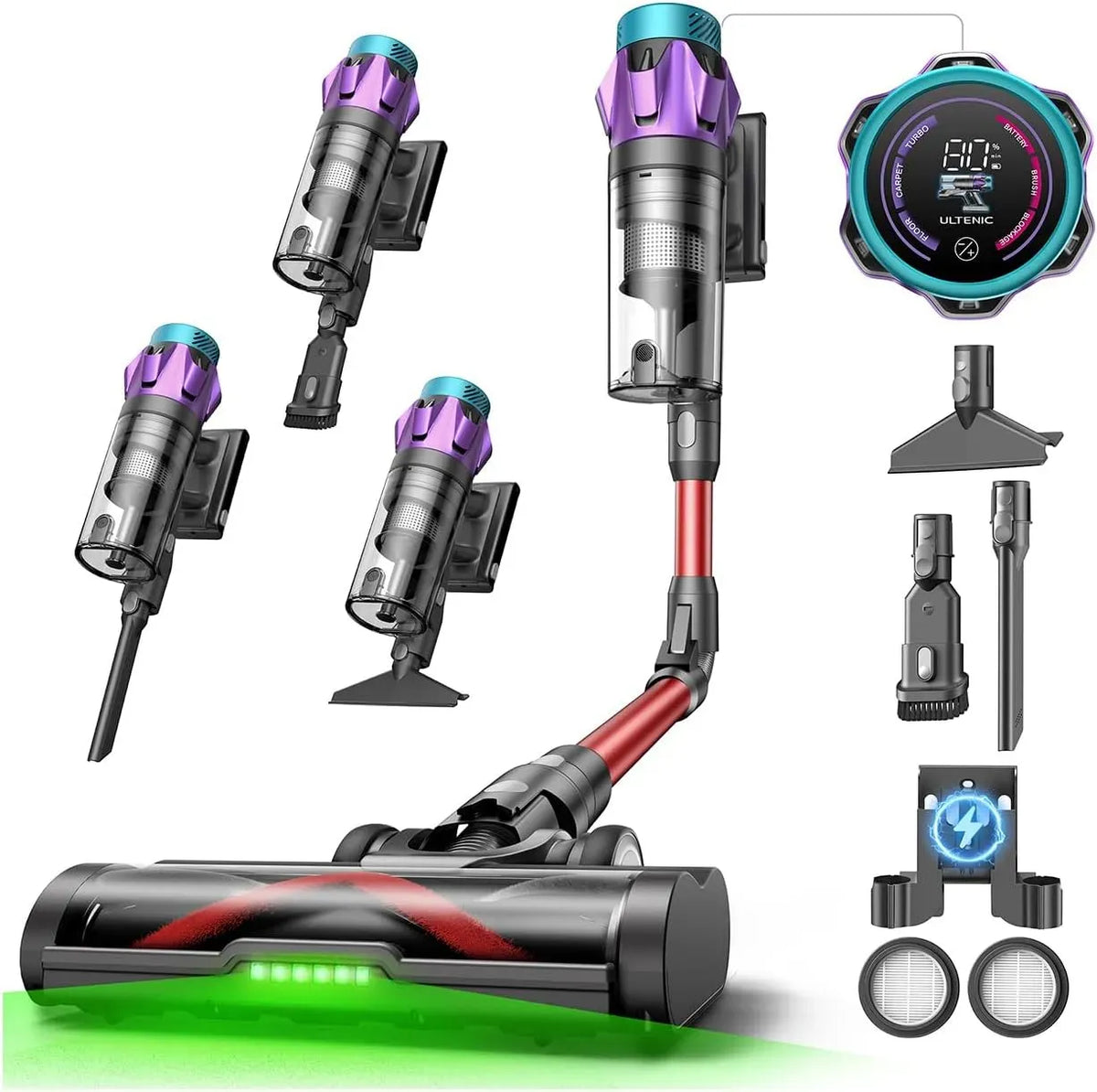 Aspirapolvere, Ultenic 55Kpa/80Min, Anti-Groviglio per Peli Animali/Pavimenti/Tappeti