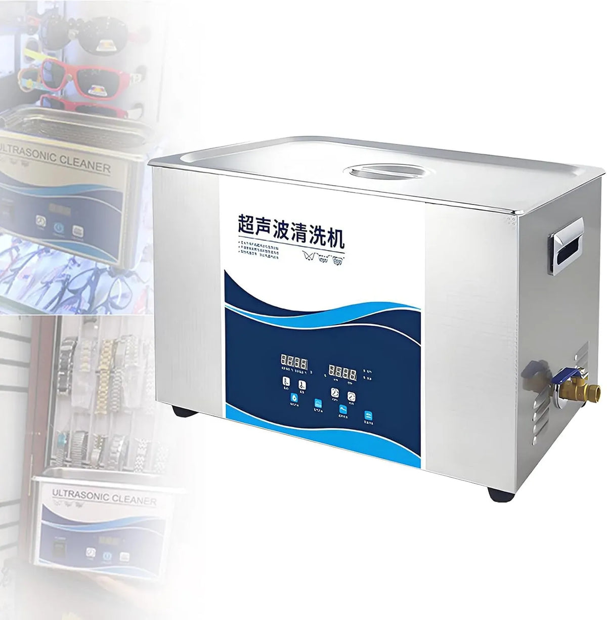 1530-30L Riscaldatore, Pulitore, vasca per pulizia a ultrasuoni, 30 L, timer, industriale, professionale, display digitale, funzione riscaldante