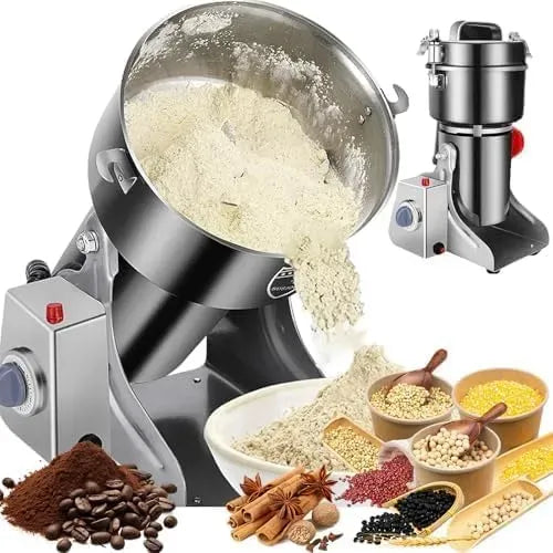 MObyat Macinacaffè Elettrico per Cereali, Timer, per macinacaffè Professionale per Alimenti, macinazione temporizzata da 0 a 5 Minuti, Acciaio