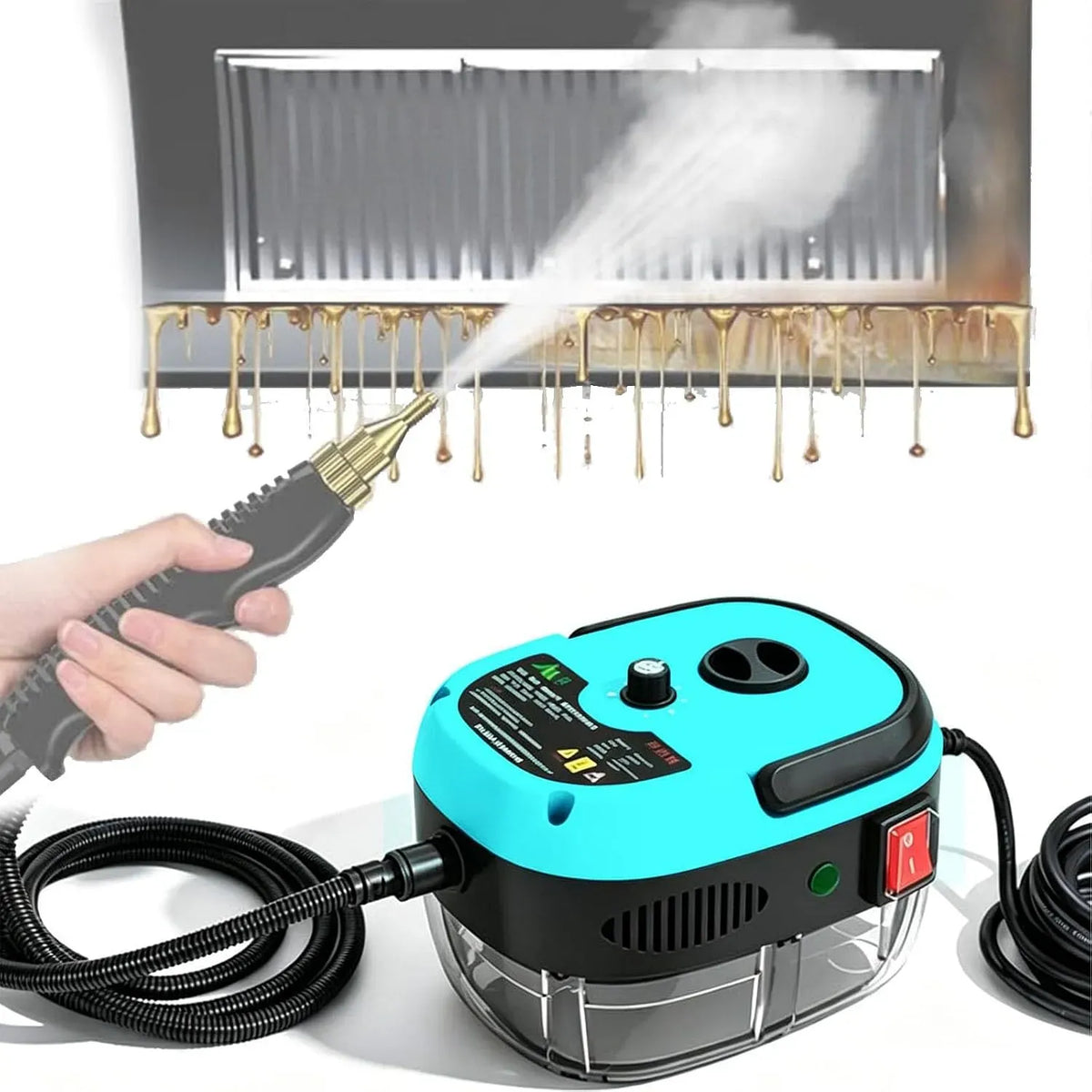 Pulitore a vapore, 2500 W, portatile, 2 zone di temperatura, pistola a spruzzo controllabile da 2,2 m, 6 velocità regolabili