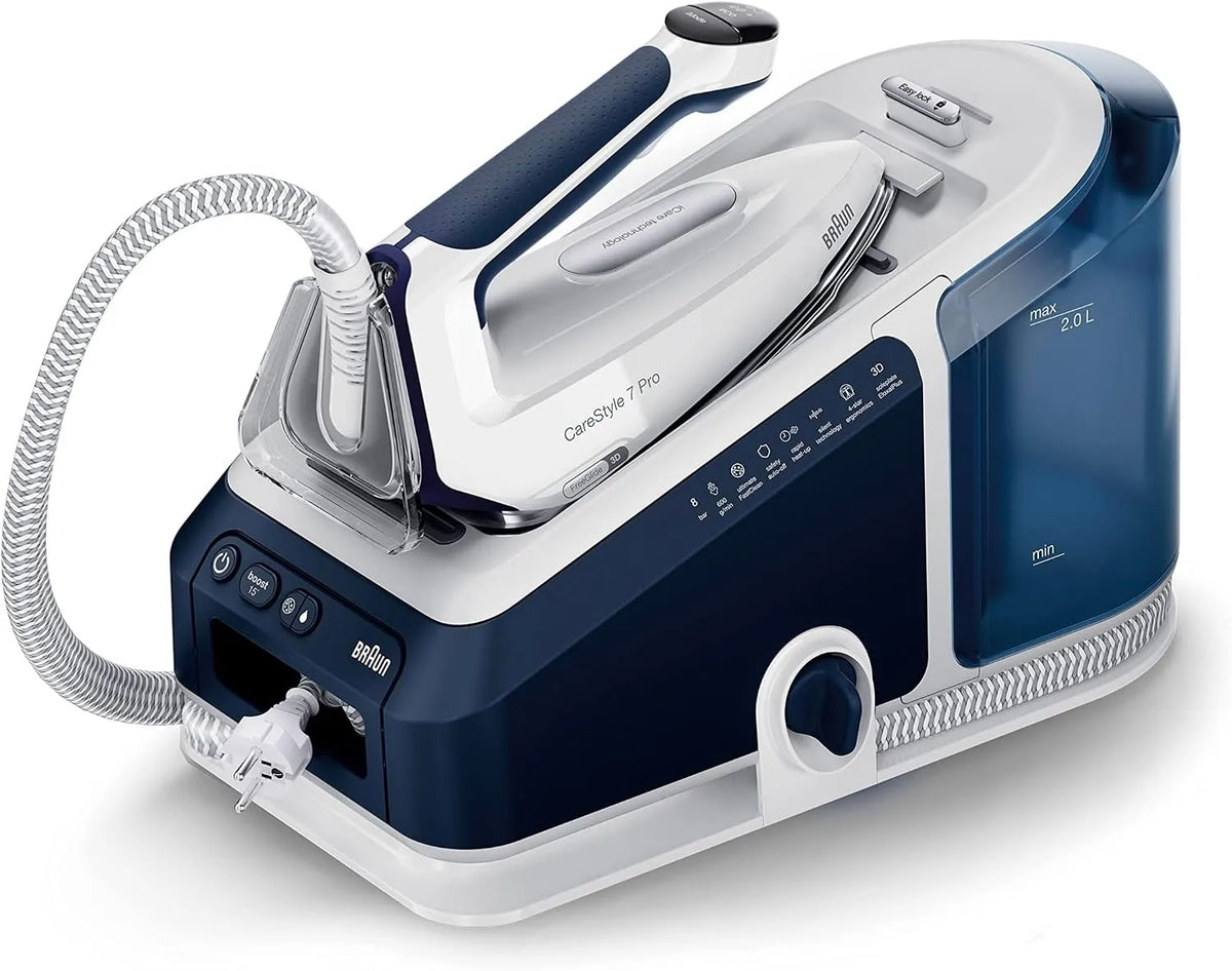 Braun IS7282BL Piastra, ferro da stiro elettrico, ampio serbatoio, effetto 3D, vapore, blu