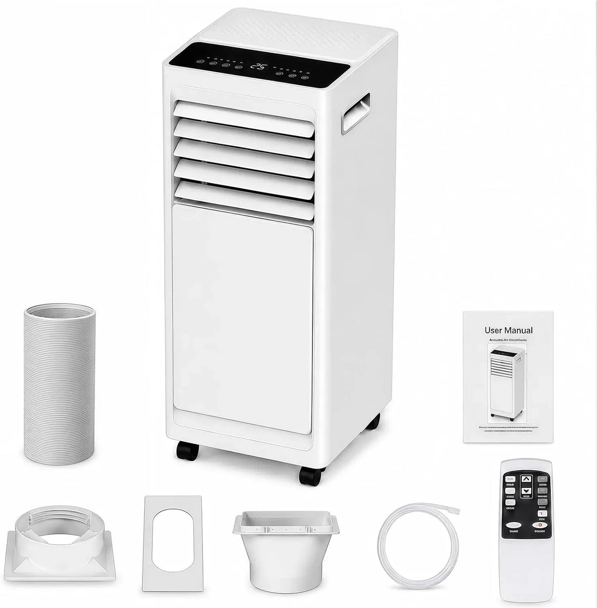 Deumidificatore 24H, 1000 W, portatile, ruote di trasporto, timer, Aria Condizionata Portatile 9000 BTU, per Camera Ufficio Appartamento, 8–12 m²