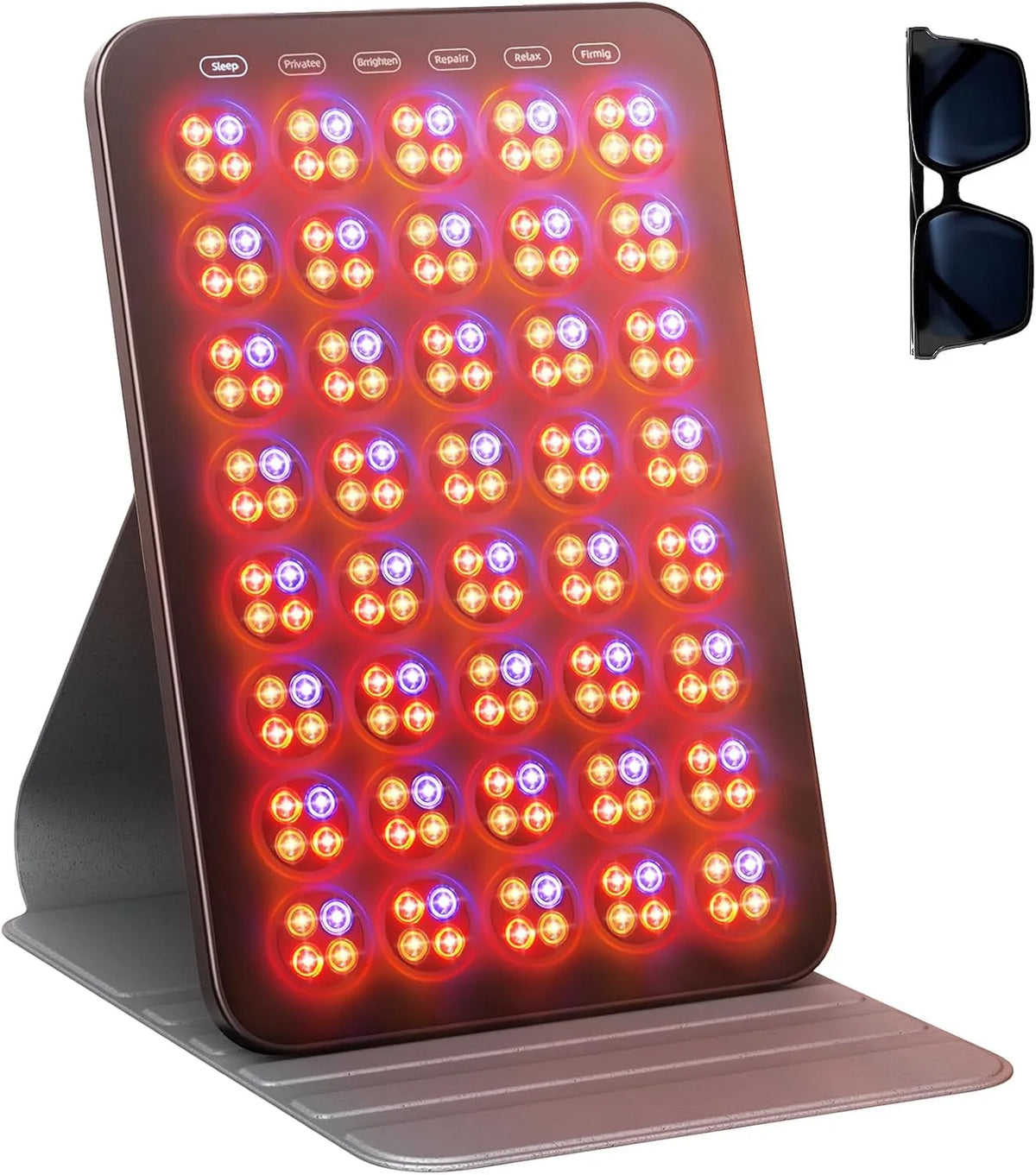 Terapia della luce rossa per il viso, pannello portatile per terapia della luce rossa con occhiali protettivi e timer, 6 modalità, terapia della luce