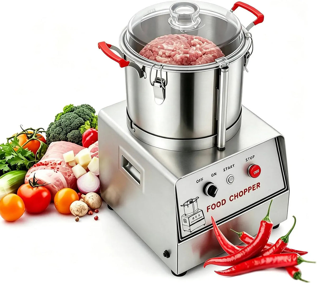 Robot da cucina 5L/7L/10L/15L, 15 L, 1400 W, professionale, acciaio inox, Tritacarne Elettrico in Acciaio Inox 201