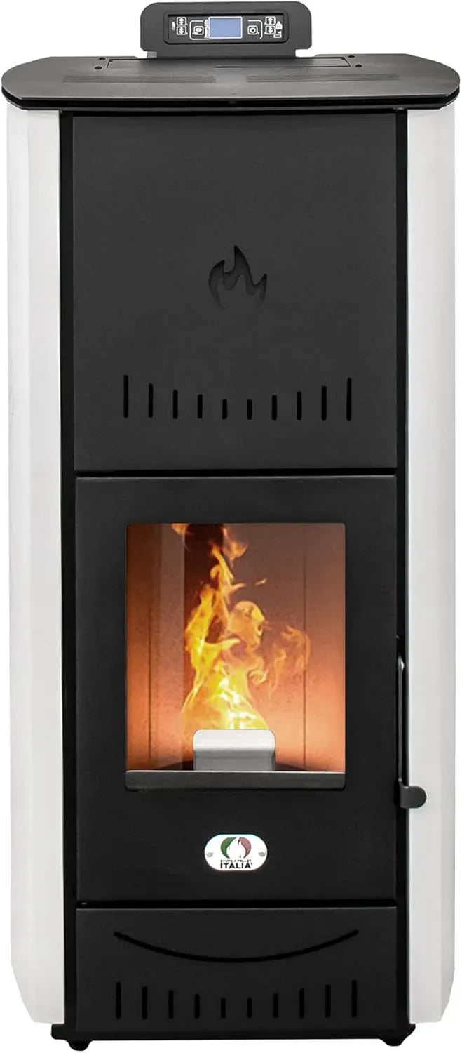 22H A PELLET ITALIA New York 22 Kw, Stufa a Pellet Idro Produce Calore e Acqua Calda Efficienza 89% Scalda 140m² Autonomia Programmabile Garanzia 24