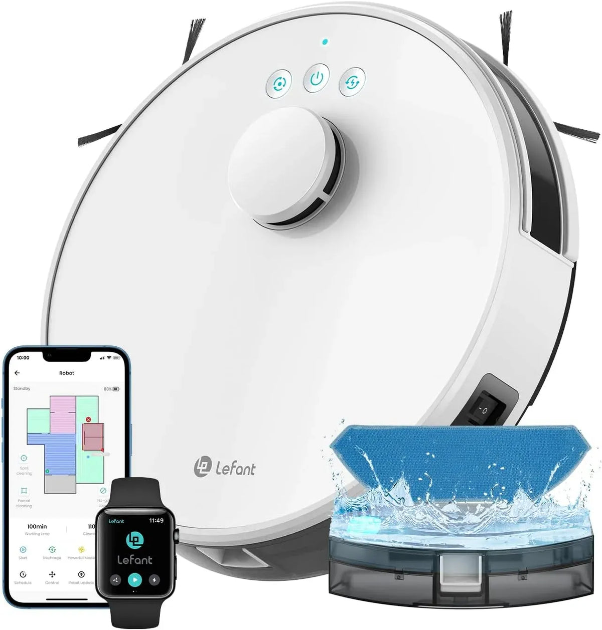 Lefant Robot aspirapolvere, 5500Pa, aspirapolvere robot, M1 Robot Aspirapolvere Lavapavimenti con Mappatura 3 in 1