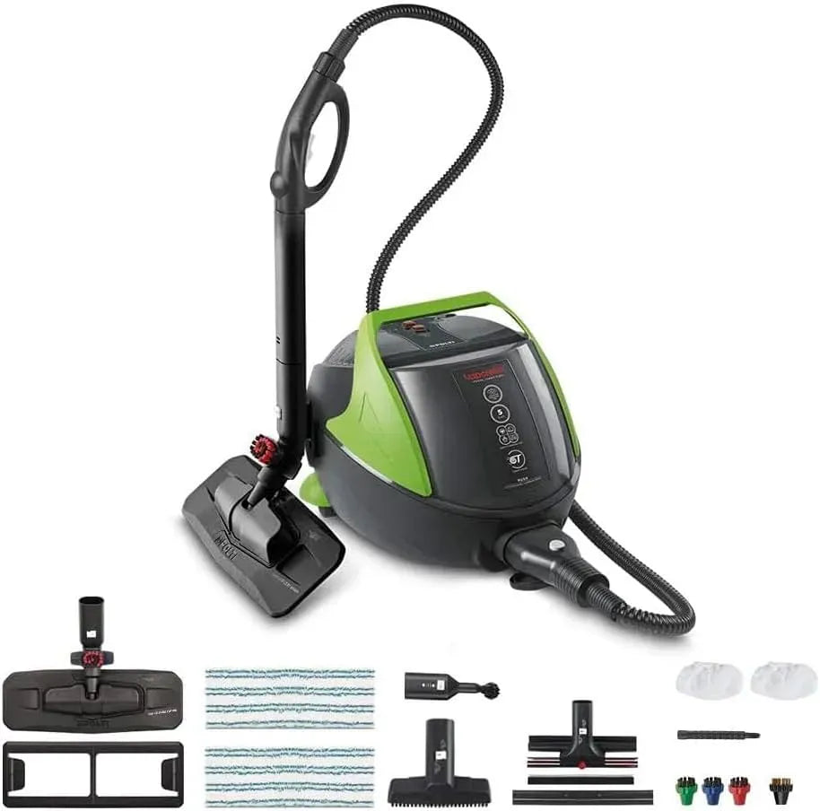 Pulitore a vapore, 1100 W, nero, Polti Vaporetto Pro 95 Turbo Flexi, Pressione Max 5 Bar, 14 Accessori Inclusi, Autonomia Illimitata