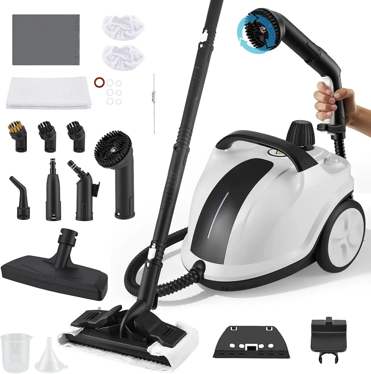 Pulitore a vapore, 2 L, 2000 W, portatile, ampio serbatoio, uso su pavimenti, cucina, auto, finestre e divano, tappezzeria