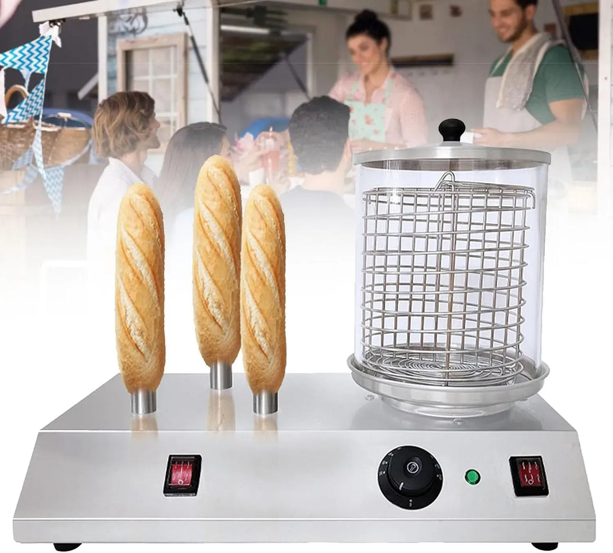 Tostapane, professionale, acciaio inox, tostapane elettrico per pane, Macchina per Hot Dog e Scalda Panini