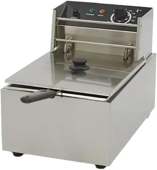 ciambelle, termostato regolabile per cottura precisa, Friggitrice elettrica professionale 6L, 1 vasca, ideale per patatine fritte, nuggets