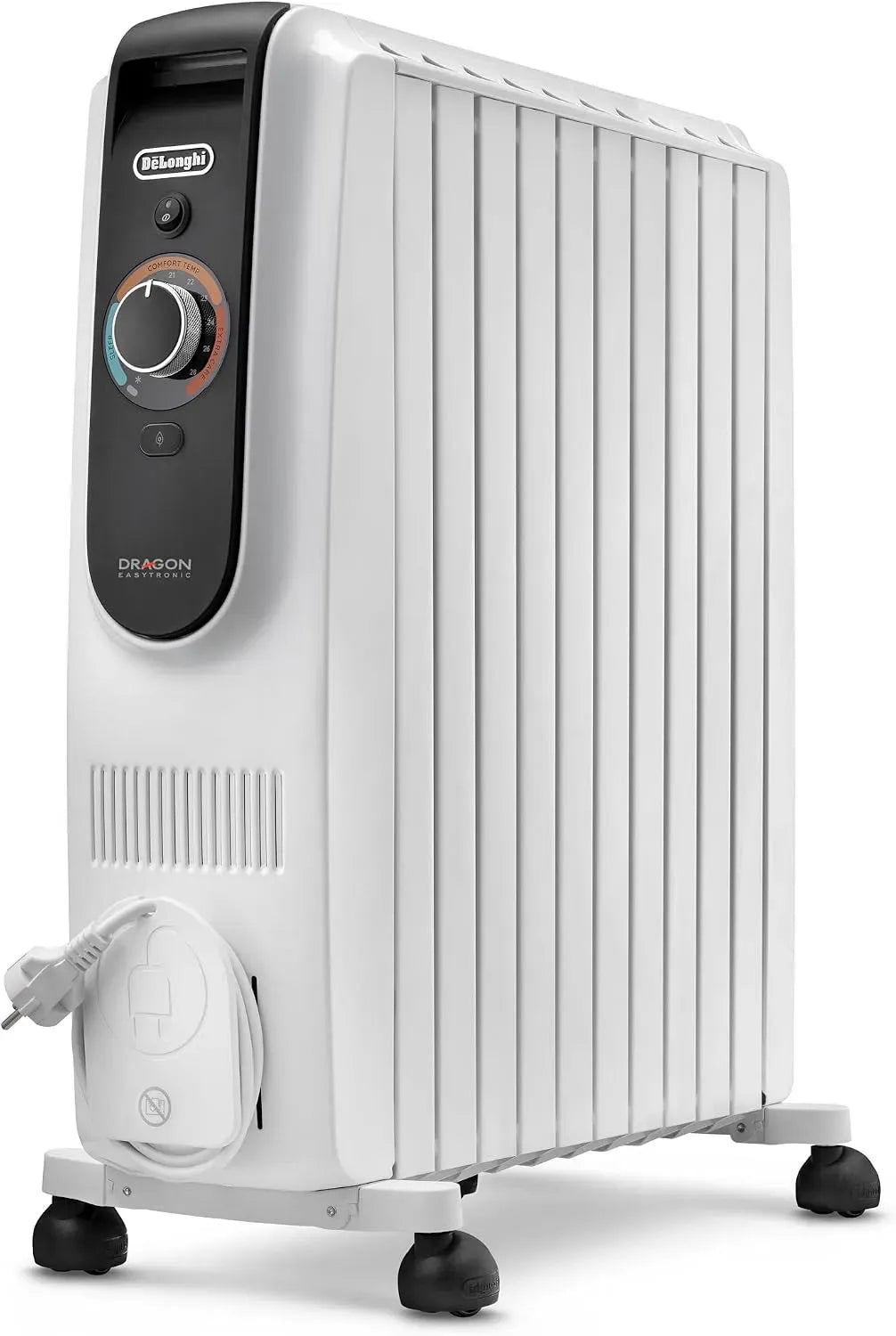 De'Longhi TRD51025 Termoventilatore, 2500 W, portatile, bianco, 12 Livelli di Riscaldamento, 10 Elementi