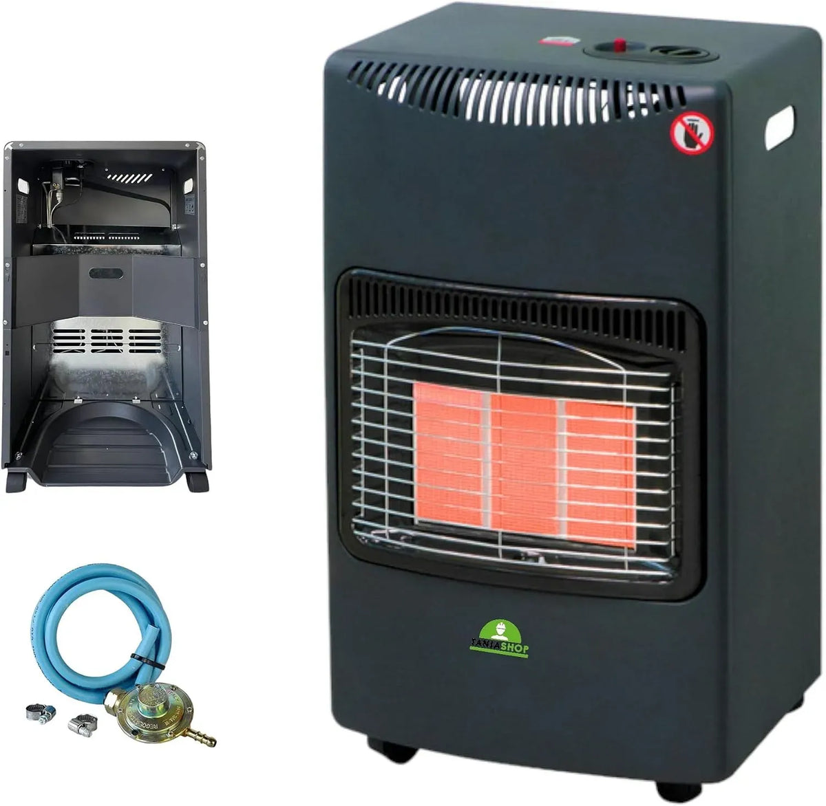 Stufa a Gas GPL ad infrarossi Potenza 4, dotato di 3 Elementi Riscaldanti e 3 Potenze Selezionabili Accensione Piezoelettrica Capacità Bombola 15 kg +