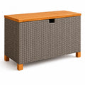 Scatola Contenitore in Polyrattan e Legno Marrone 100x50x60 cm