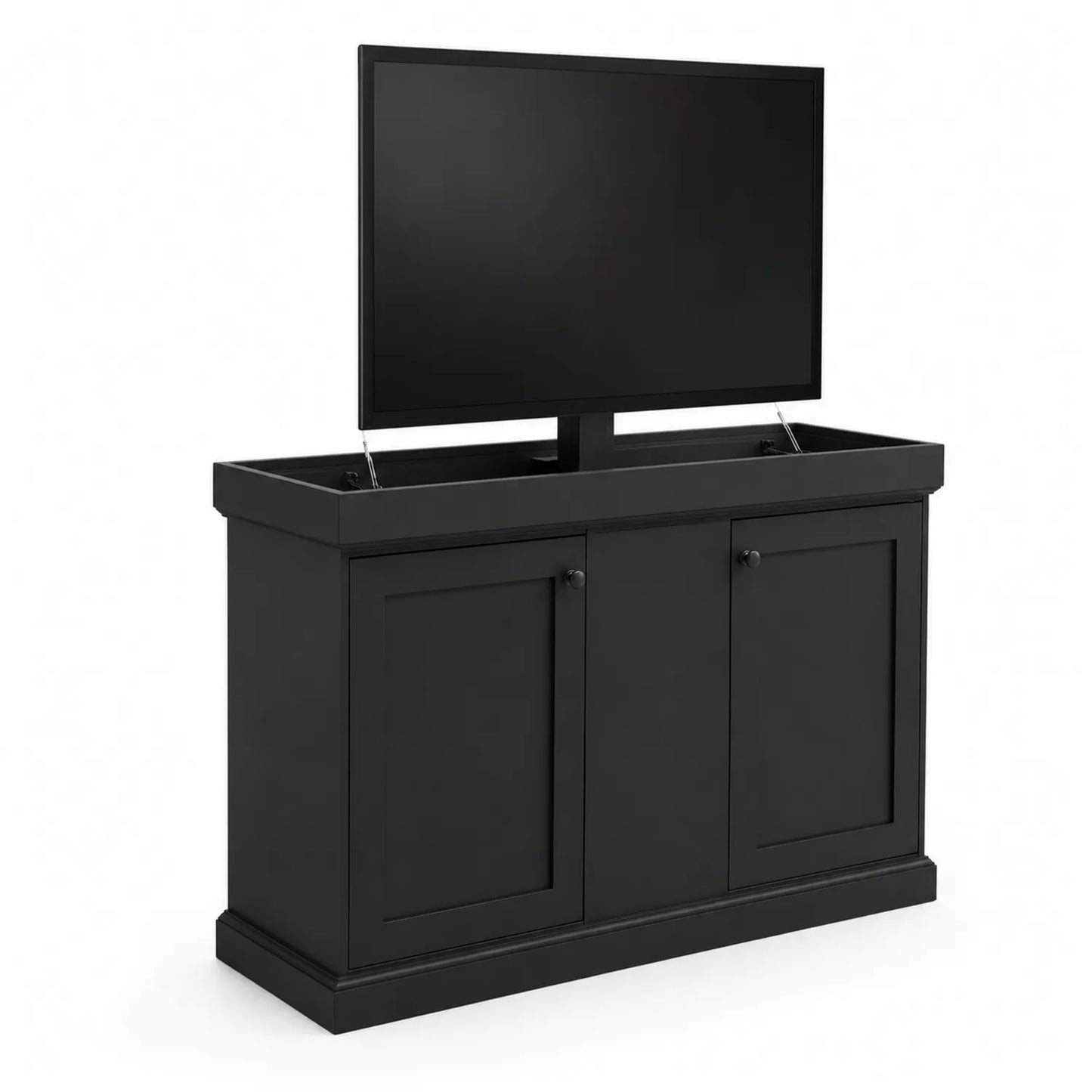 Mobile TV con Sollevatore Elettrico Nero in Legno MDF