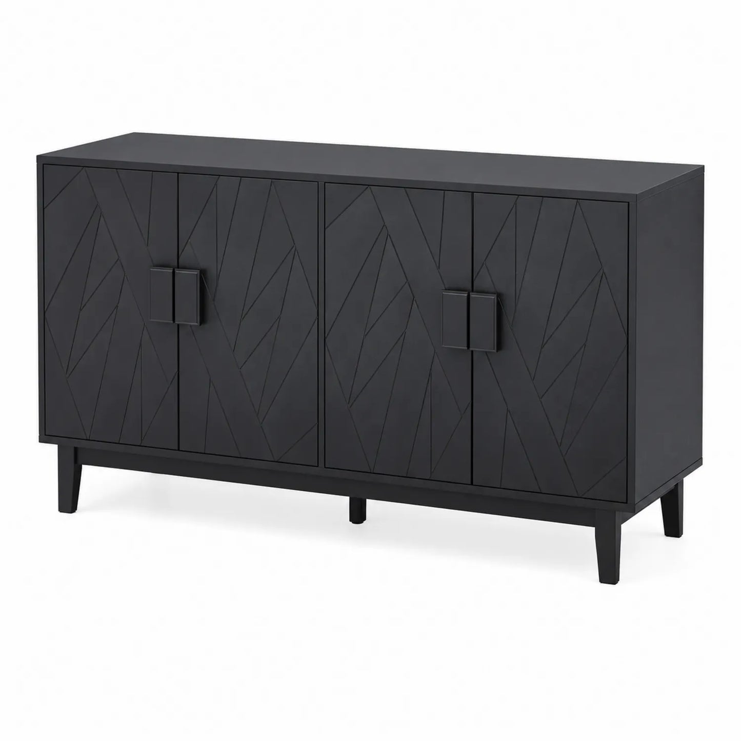 Credenza in MDF Nero con Motivo Geometrico