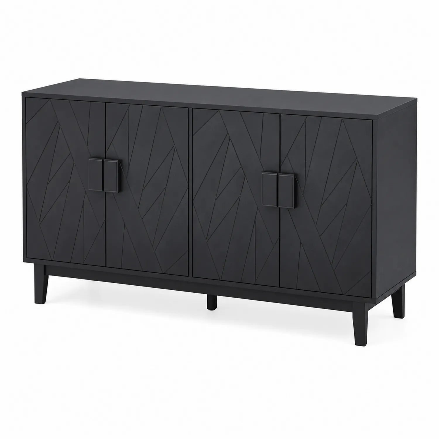 Credenza in MDF Nero con Motivo Geometrico