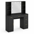 Consolle da trucco in MDF nero con specchio illuminato