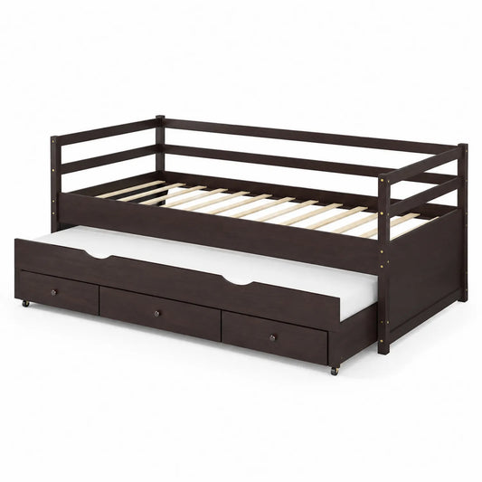 Letto singolo con letto estraibile in legno di Pino Marrone