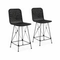 Set di 2 sgabelli da bar in rattan nero con struttura in metallo, altezza 102 cm