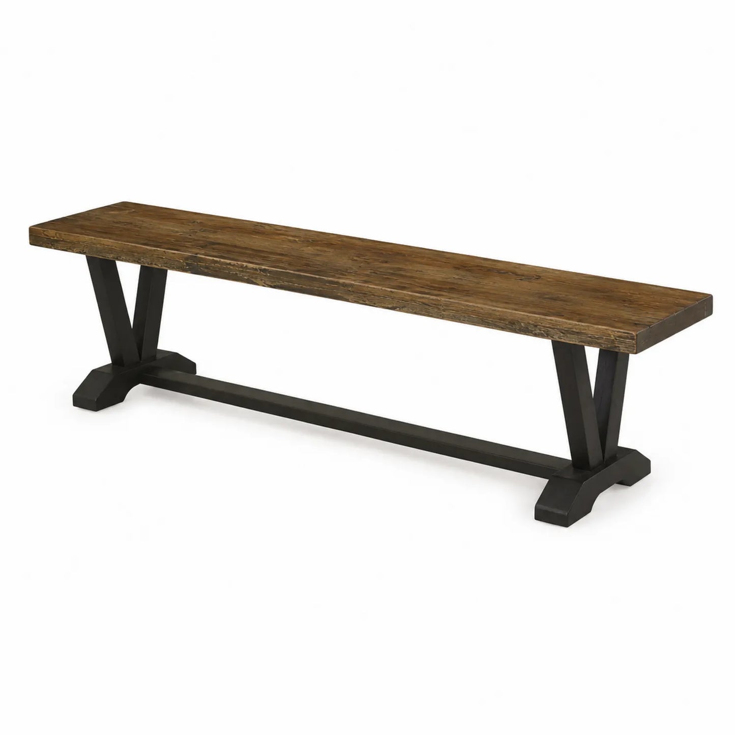 Panca Rettangolare in Legno e Metallo 180x35x45 cm
