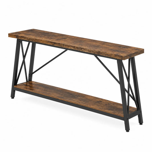Consolle tavolo in legno e metallo con MDF 120x30x80 cm