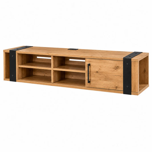 Mobile TV in legno e acciaio quercia chiaro 150x30x40 cm