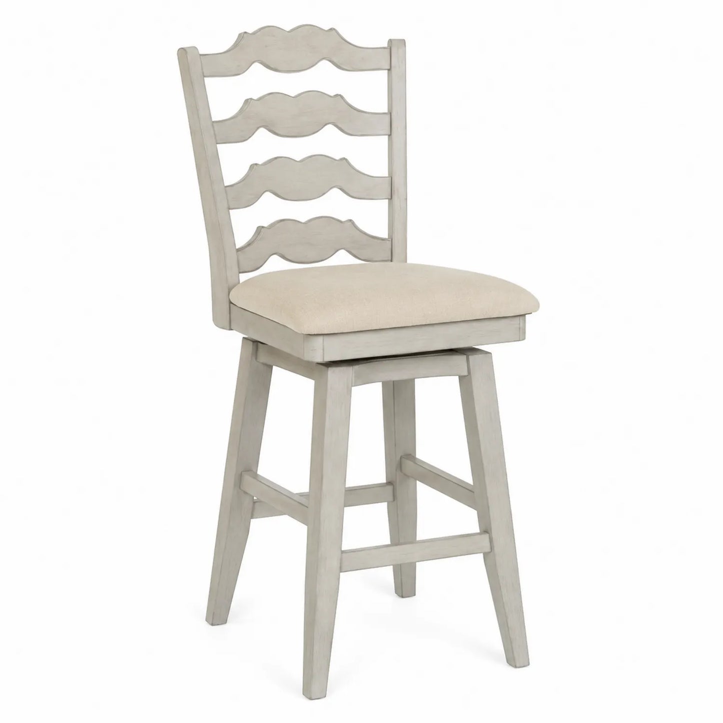 Sgabello da bar in legno con seduta in tessuto beige
