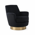 Poltrona Girevole in Velluto con Base in Ottone