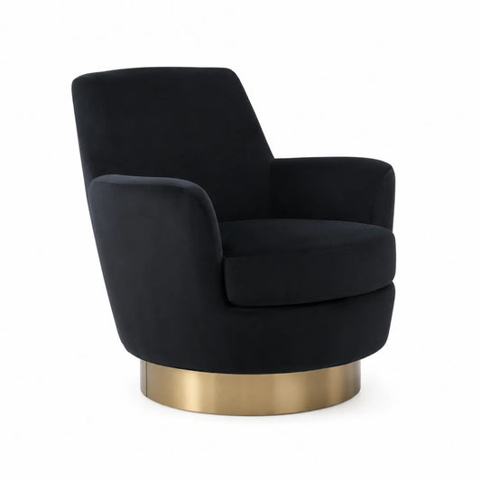 Poltrona Girevole in Velluto con Base in Ottone