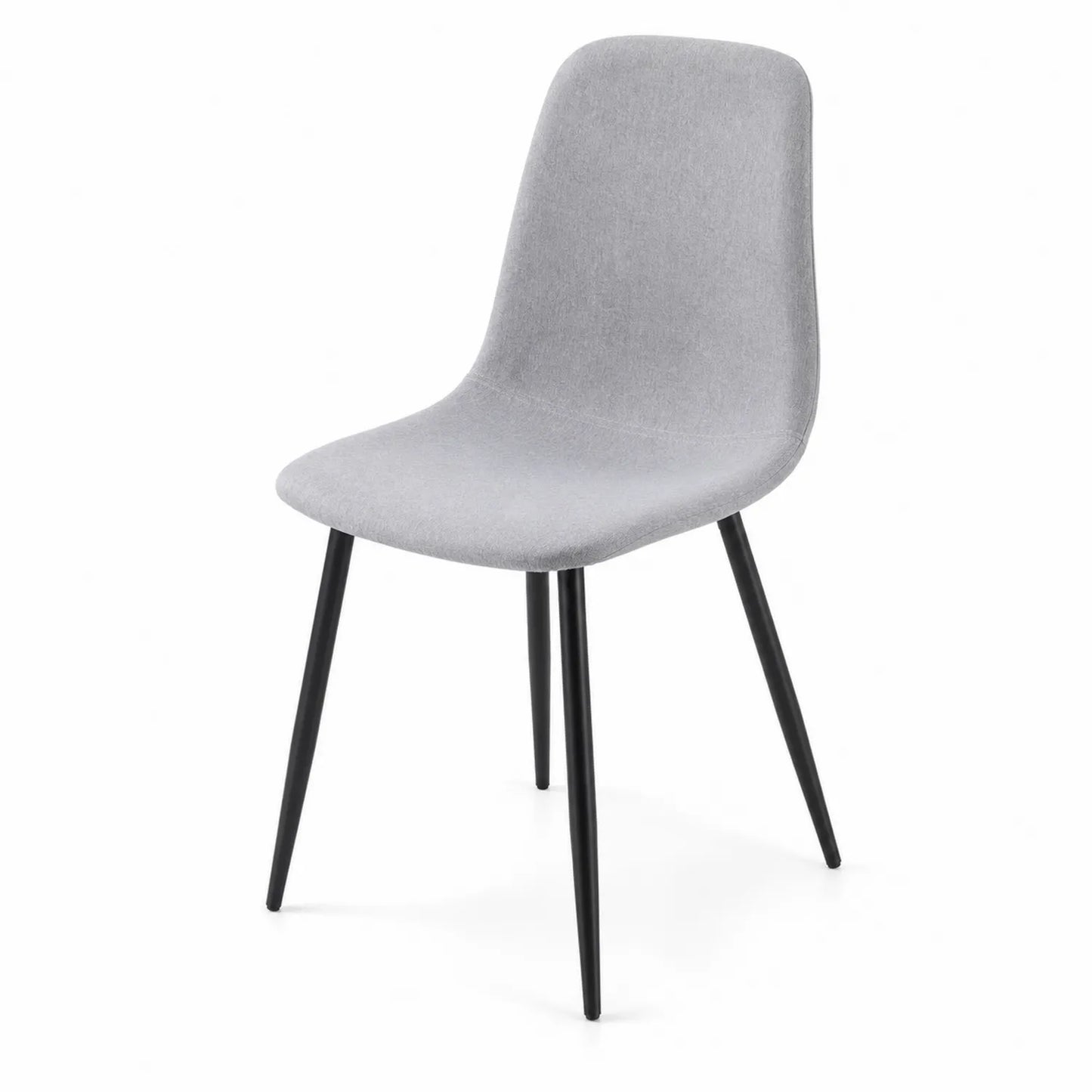 Sedia da pranzo in tessuto poliestere grigio con gambe in metallo nero