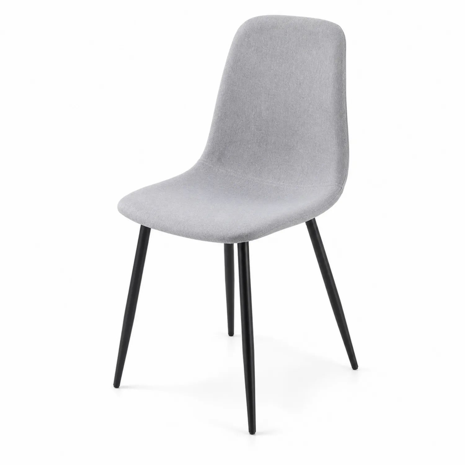 Sedia da pranzo in tessuto poliestere grigio con gambe in metallo nero
