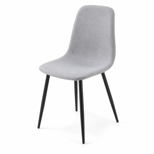 Sedia da pranzo in tessuto poliestere grigio con gambe in metallo nero