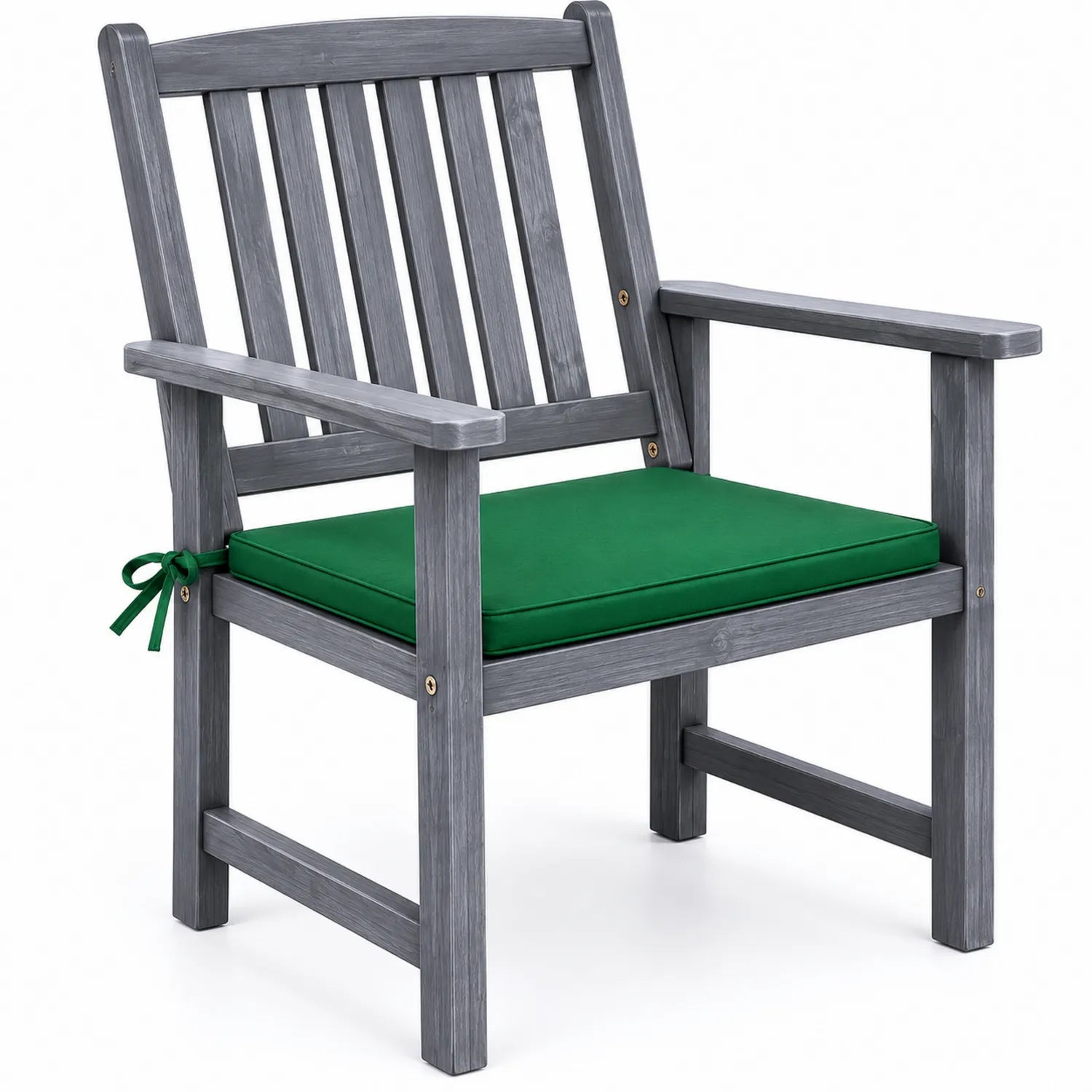 Sedia in Legno di Acacia con Cuscino Verde per Esterni