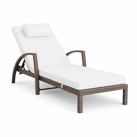 Lettino Prendisole in Rattan con Cuscino Regolabile