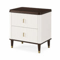 Comodino in MDF Bianco e Legno di Rovere con Cassetti