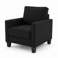 Poltrona in tessuto nero con struttura in legno