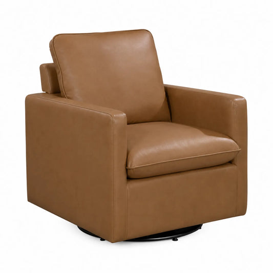 Poltrona girevole in pelle sintetica marrone