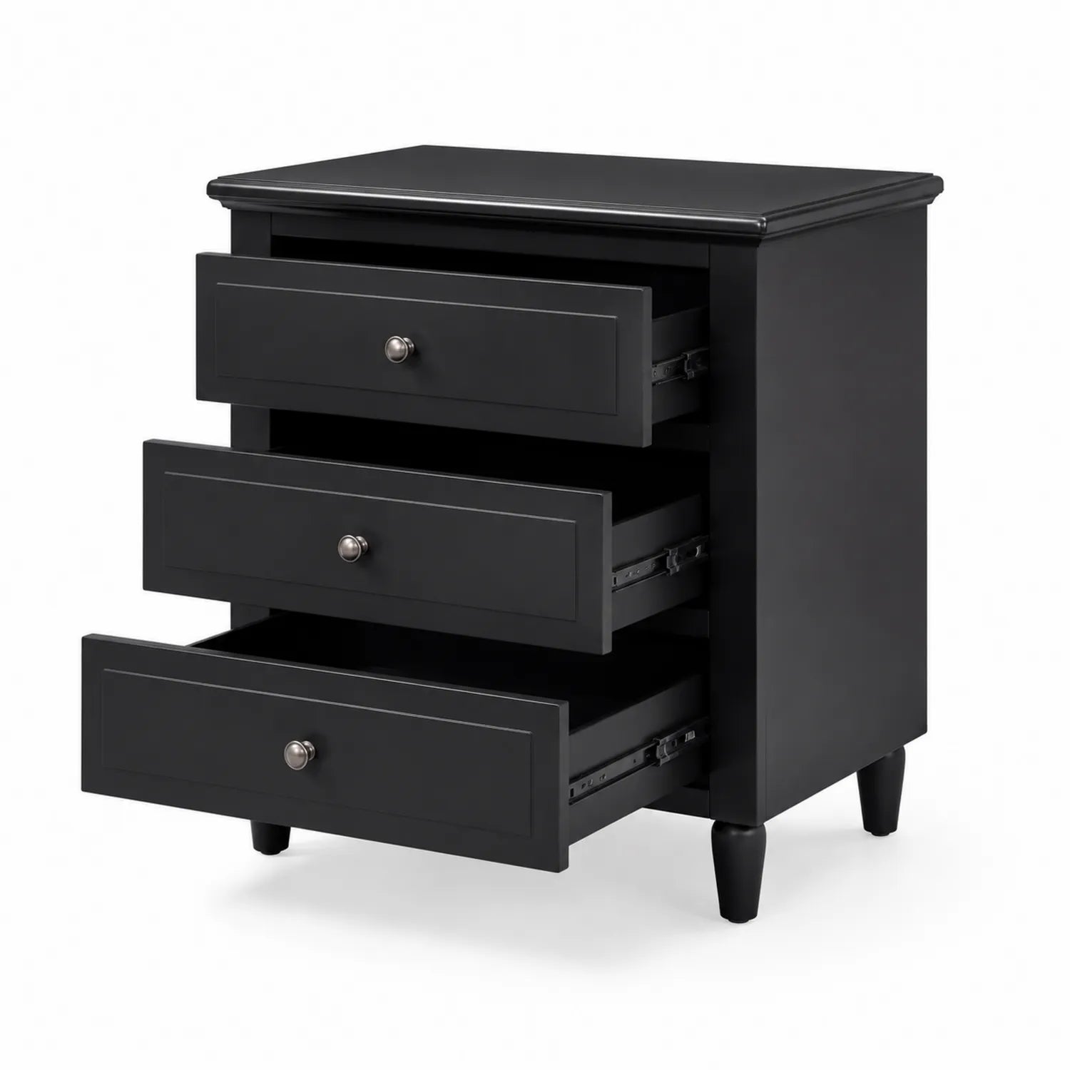 Cassettiera in legno nero con 3 cassetti