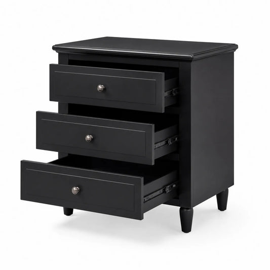 Cassettiera in legno nero con 3 cassetti