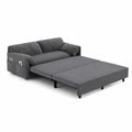 Divano Letto in Velluto Grigio con Tasche Laterali