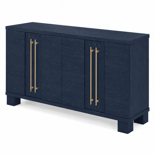 Credenza in MDF Blu con Maniglie in Metallo Dorato
